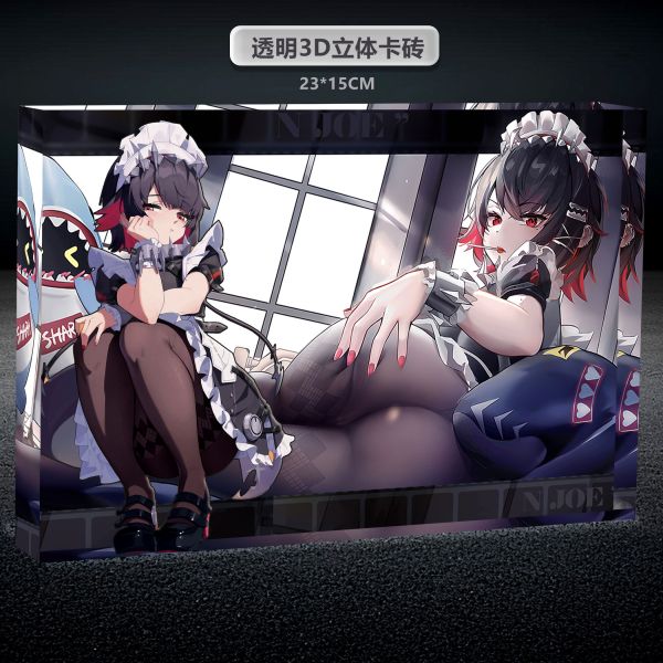 【海外代購】阿喵畫社 鯊魚妹立體卡磚 1.9cm厚大號雙層透明收藏裝飾磚 