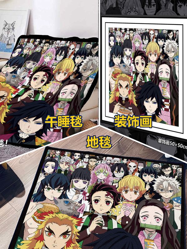 【海外代購】千鳥社 《鬼殺隊的美食時光》 鬼滅之刃鬼殺隊富岡義勇時透炭治郎杏壽郎九柱午睡毯地毯裝飾畫 地毯 午睡毯