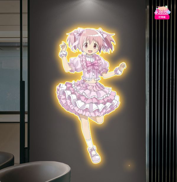 【海外代購】阿喵畫社 鹿目圓 1比1超長發光燈帶裝飾畫 