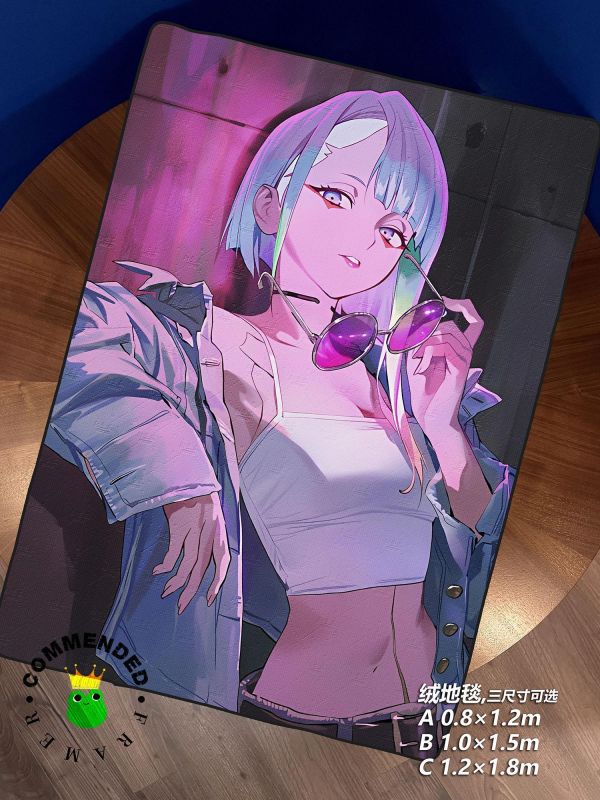 【海外代購】皇呱 《粉鏡霓虹露西》 賽博龐克：邊緣行者露西粉鏡霓虹同人周邊裝飾畫 午睡毯  地毯 