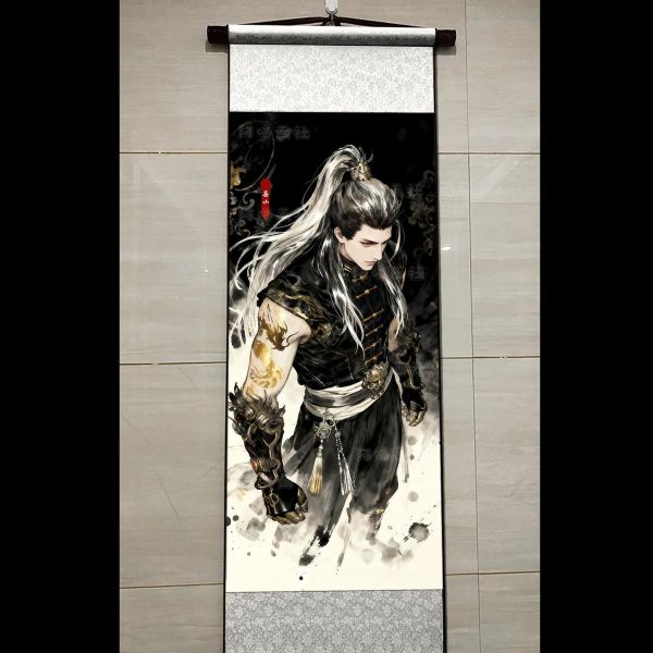 【海外代購】阿喵畫社 嶽山將軍捲軸畫 國風捲軸錦緞高清精裱畫 