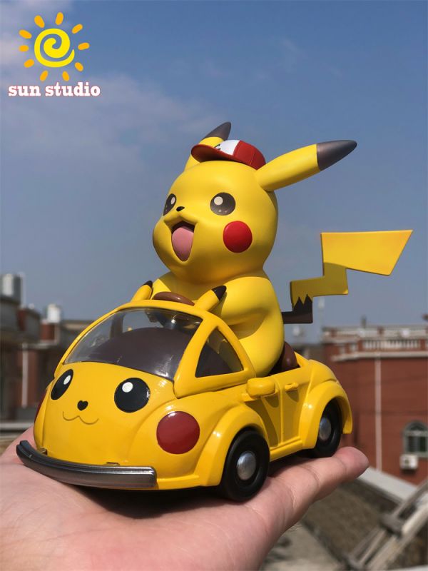 【海外代購】【13/22CM】sun 寶可夢汽車皮卡丘汽車（輪子可動，非電動） 