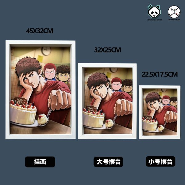 【海外代購】凹凸Panda YANWU ATELIER SD咪醬餵你吃蛋糕三井3D紙藝立體畫擺台生日禮物 
