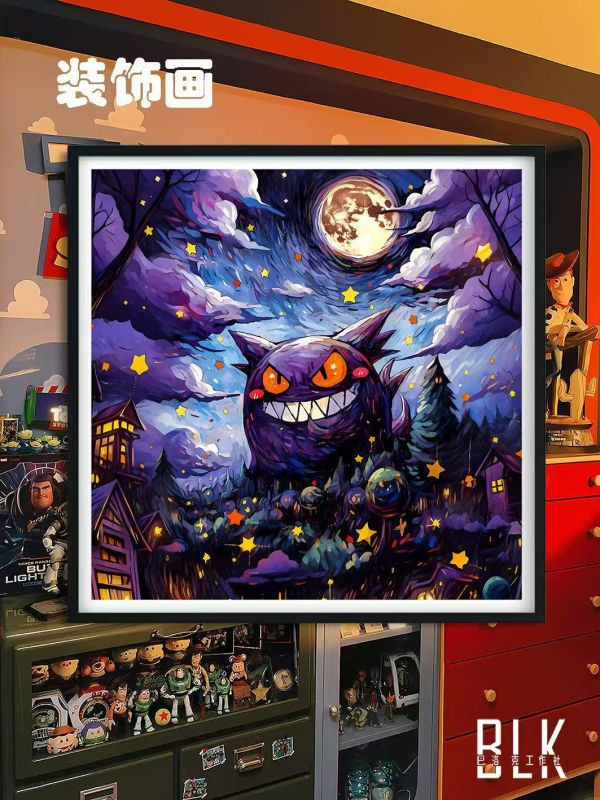 【海外代購】巴洛克 耿鬼之夜寶可夢裝飾畫/冰箱貼 