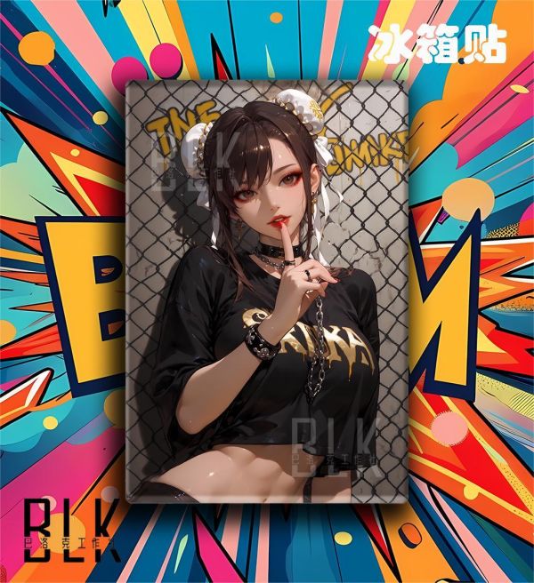 【海外代購】巴洛克 《街頭春麗》街頭霸王Chun-Li遊戲卡普空動漫裝飾畫冰箱貼 