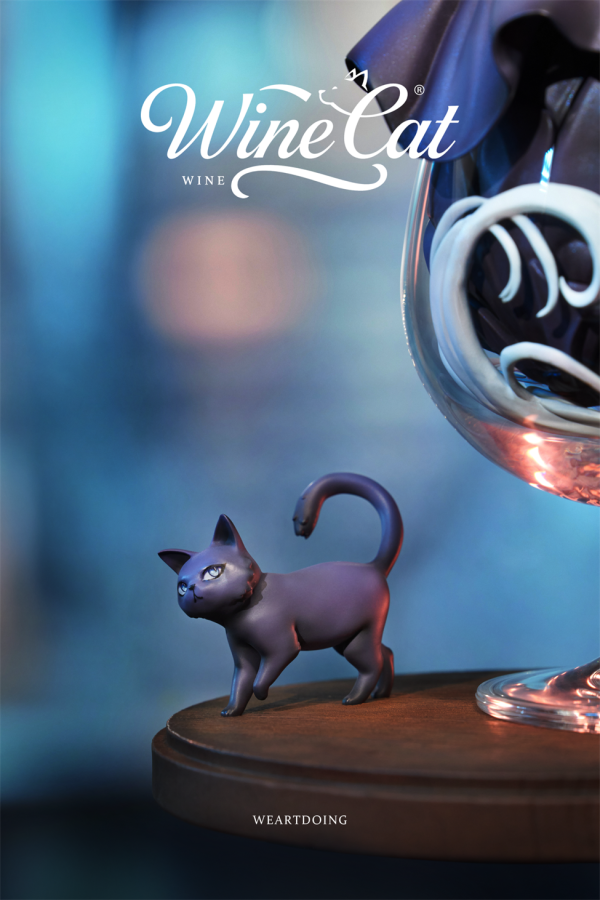 【預定】WeArtDoing WAD 杯中猫女-银月 & 绯夜 Wine Cat-Blue & Red 