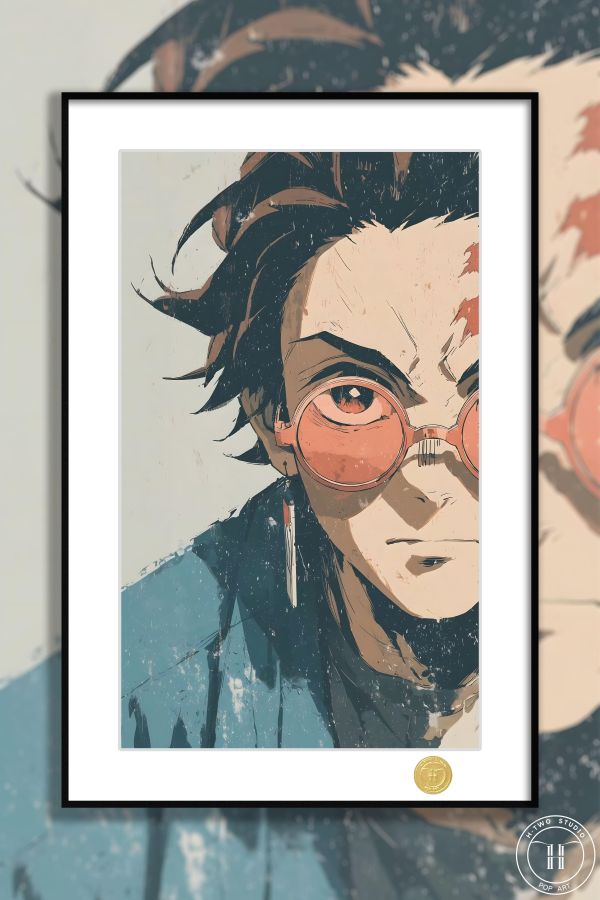 【海外代購】H2 《港風炭治郎》鬼滅之刃灶門炭治郎祢豆子鬼殺隊動漫裝飾畫 
