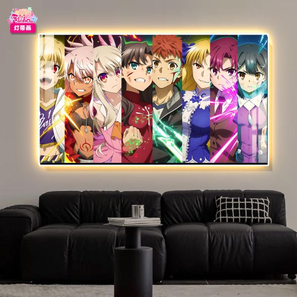 【海外代購】阿喵畫社 Fate主角團 主題裝飾氛圍感發光燈帶裝飾畫 發光滑鼠墊 床頭地墊 