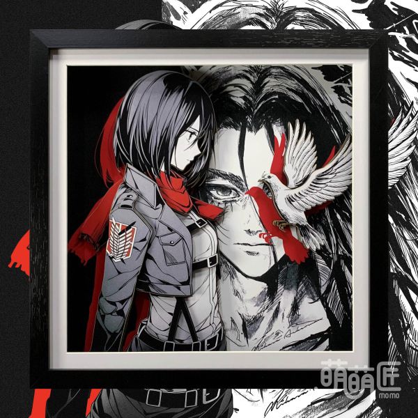 【海外代購】萌萌匠 進擊的巨人 三笠阿克曼灰白撞色 3D立體畫裝飾畫 