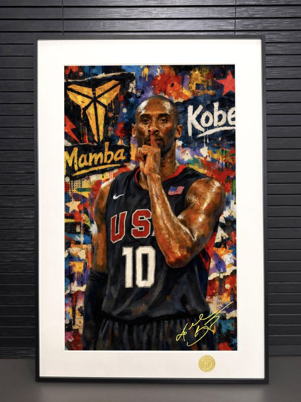 【海外代購】H2 《奧運科比》黑曼巴NBA科比布萊恩小飛俠美國夢幻隊裝飾畫 