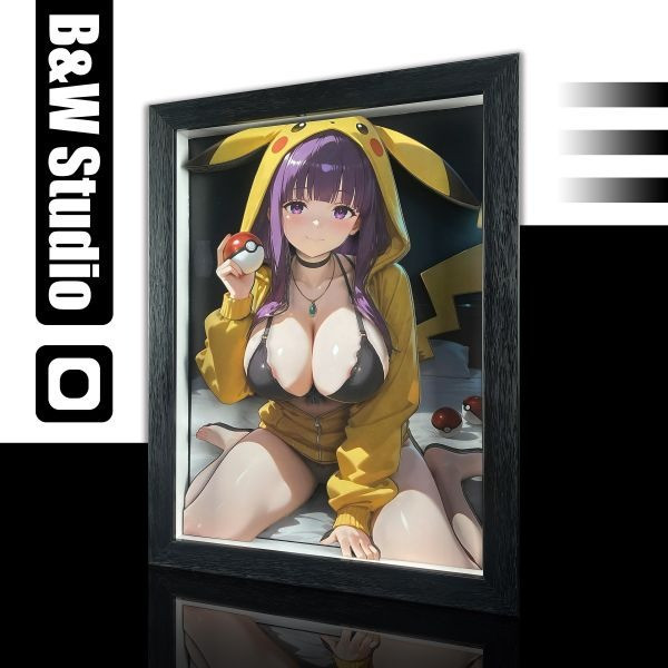 【海外代購】黑白畫映 B&W Studio Pikachu Girls系列 第六彈 費倫 立體裝飾畫 
