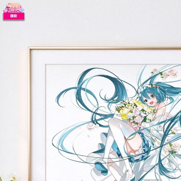 【海外代購】阿喵畫社 世界曲線 花海花嫁初音未來 展館級12k收藏超清精裱畫 床頭地墊 滑鼠墊 