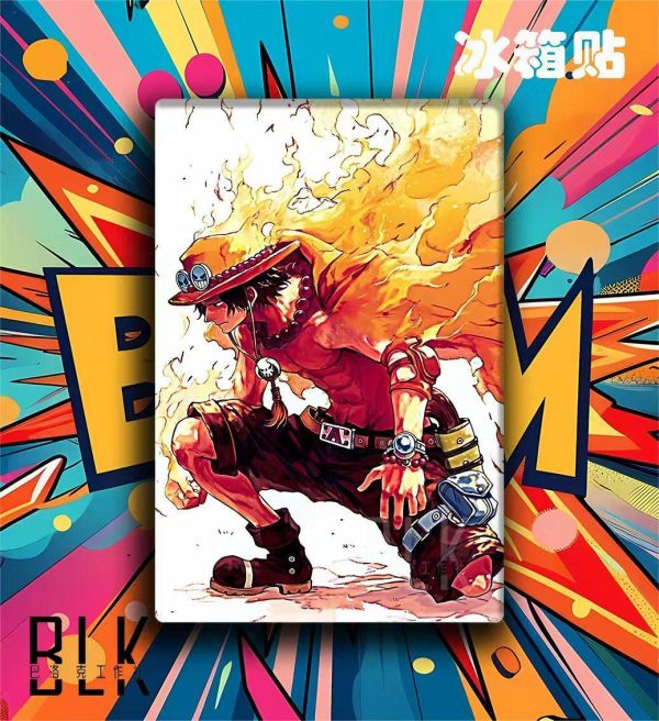 【海外代購】巴洛克 《火焰艾斯》魯夫薩博羅傑燒燒果實Ace海賊王onepiece裝飾冰箱貼 