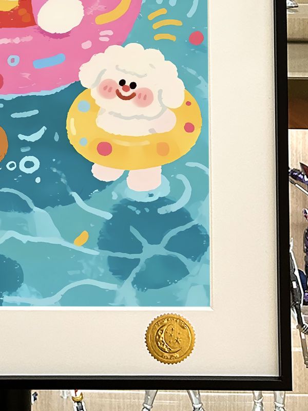 【海外代購】星空 《泳池kitty貓》Hello Kitty凱蒂貓堤提貓吉蒂貓裝飾畫 