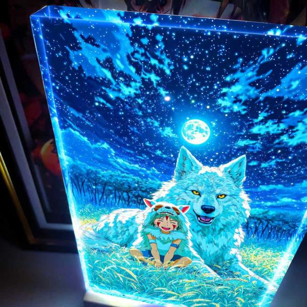 【海外代購】阿喵畫社 月光 幽靈公主 宮崎駿大號特效發光手辦架展示磚 