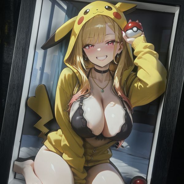 【海外代購】黑白畫映 B&W Pikachu Girls 系列裝飾畫 第一彈 喜多川海夢 立體裝飾畫 KPCG-001/KPCGSlim-001 