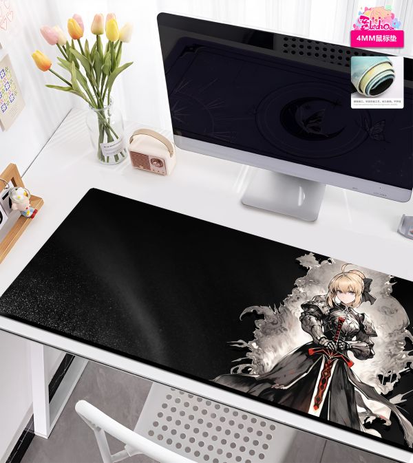 【海外代購】阿喵畫社 墨染 saber 吾王雙層立體超長燈帶畫 滑鼠墊  浴室地墊 床頭地墊 