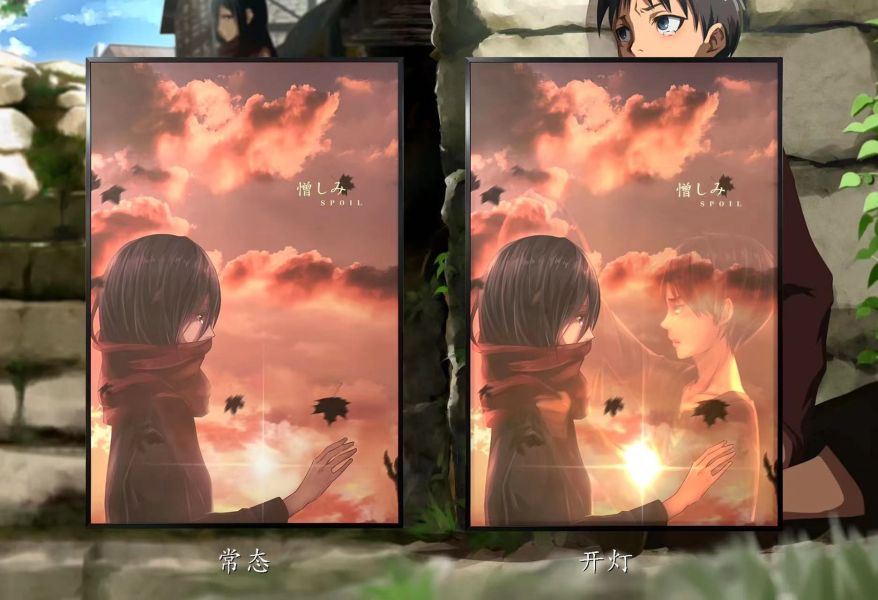 【海外代購】萌萌匠 進擊的巨人 三笠阿克曼 艾倫 導光畫裝飾畫 