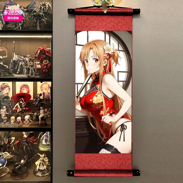 【海外代購】阿喵畫社 新年亞絲娜 國風捲軸錦緞高清精裱畫 