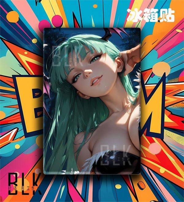 【海外代購】巴洛克 《微笑莫莉卡》惡魔戰士遊戲Morrigan莉莉絲卡普空動漫裝飾畫冰箱貼 