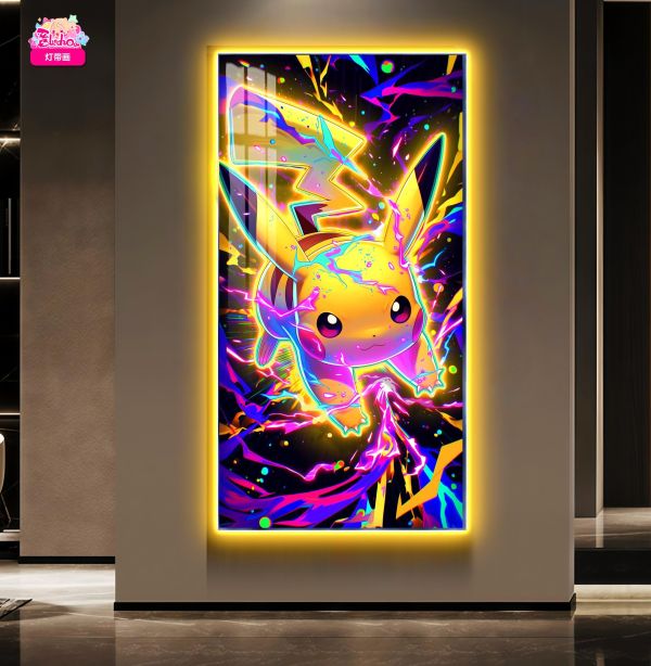 【海外代購】阿喵畫社 十萬伏特 皮卡丘雙層 新品發布氛圍感8k超清燈帶畫 