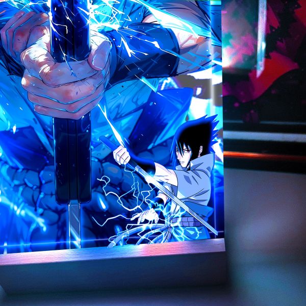 【海外代購】阿喵畫社 佐助 千鳥 23cm大號特效發光手辦架展示磚