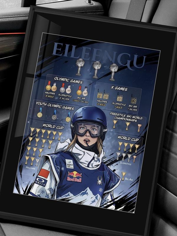 【海外代購】千鳥社 《谷愛凌榮譽》谷愛凌榮譽金自由滑雪青蛙公主應援裝飾畫 