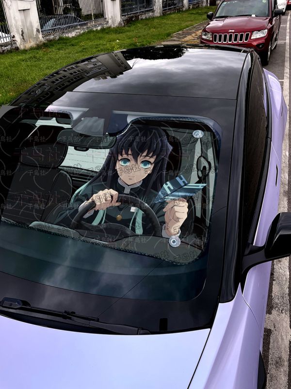 【海外代購】千鳥社 《汽車前擋遮陽—時透無一郎》 二次元汽車遮陽防曬前擋開車鬼滅之刃時透無一郎霞柱無限城日輪刀 