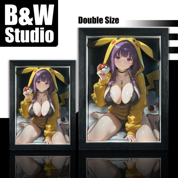 【海外代購】黑白畫映 B&W Studio Pikachu Girls系列 第六彈 費倫 立體裝飾畫 