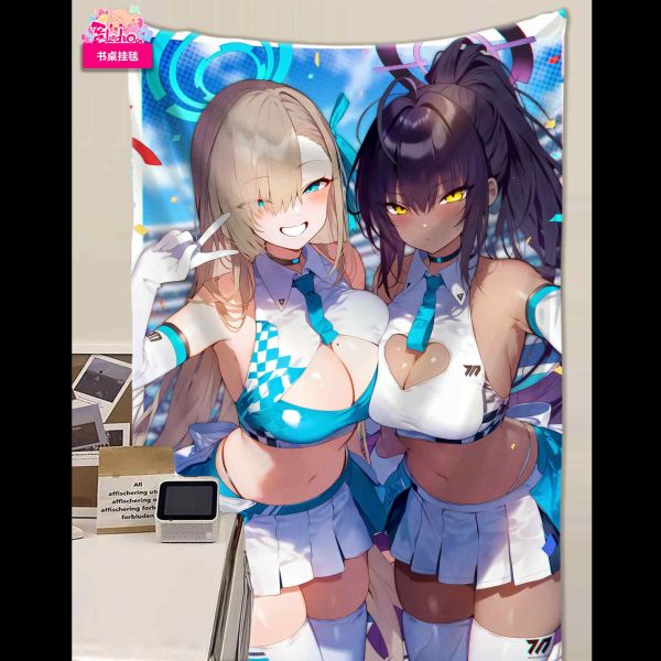 【海外代購】阿喵畫社 啦啦隊服明日奈與花稟 8k超清精裱畫 書桌墊 床頭地墊 書桌掛毯 