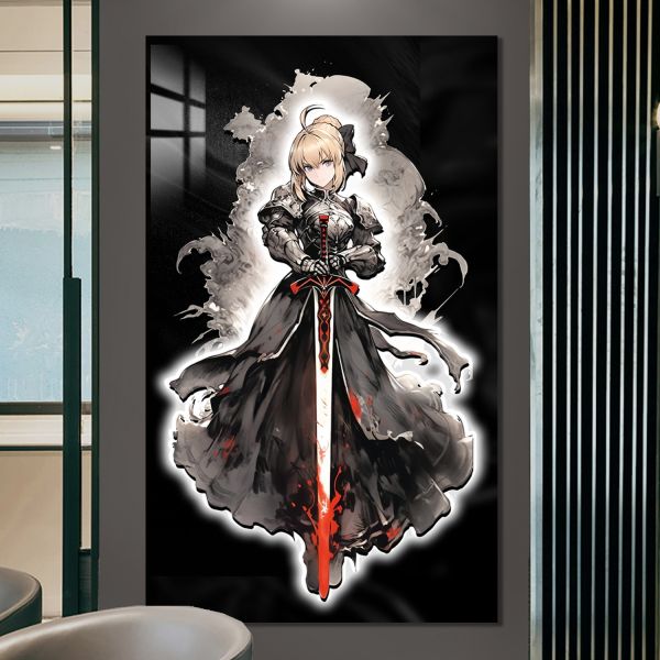 【海外代購】阿喵畫社 墨染 saber 吾王雙層立體超長燈帶畫 滑鼠墊 浴室地墊 床頭地墊 