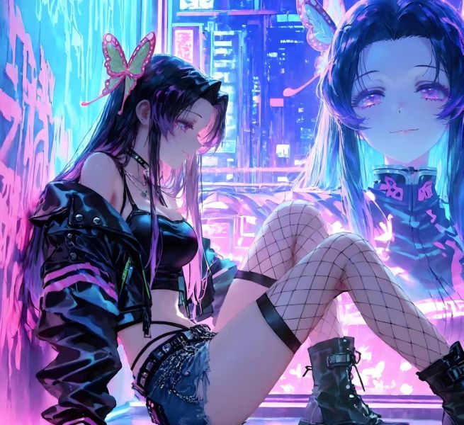 【海外代購】H2 《賽博香奈惠》鬼滅之刃花柱鬼殺隊蝴蝶忍者動畫二次元裝飾畫 