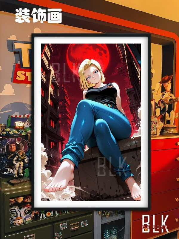 【海外代購】巴洛克 《月下18號》拉姿麗lazuli七龍珠人造人裝飾畫冰箱貼 