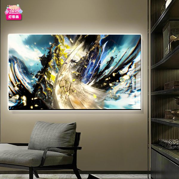 【海外代購】阿喵畫社 滄元圖 隔間紅塵三十里 裝飾氛圍感發光燈帶裝飾畫 發光滑鼠墊 床頭地墊 