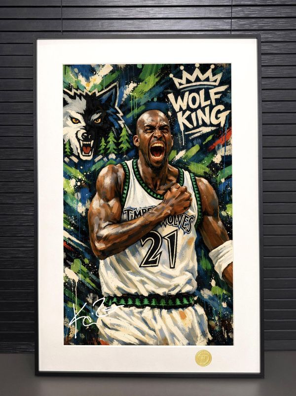 【海外代購】H2 《狼王加內特》NBA森林狼凱文加內特KG裝飾畫 