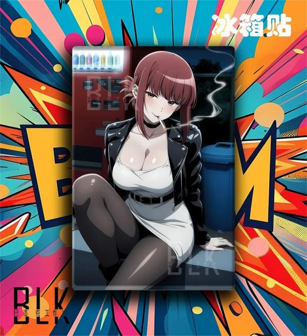 【海外代購】巴洛克 《皮衣山田小姐》在超市後門吸菸的二人裝飾畫冰箱貼 