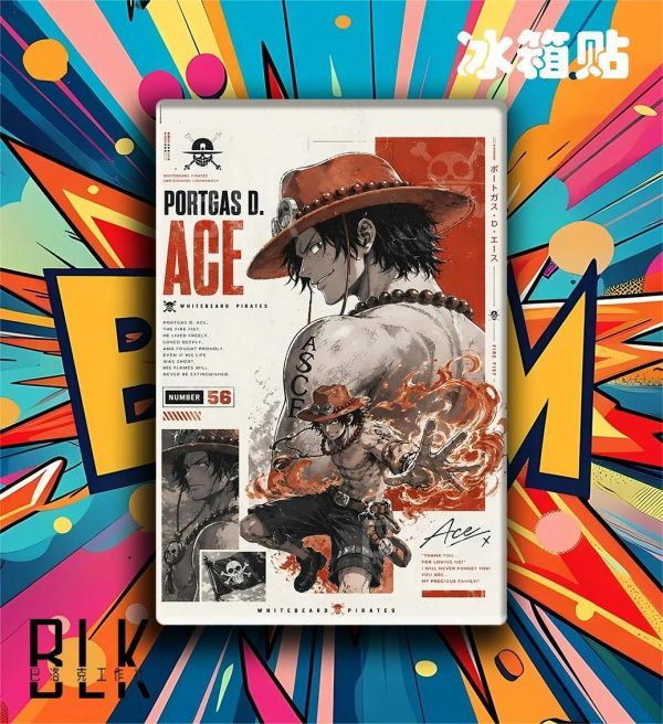 【海外代購】巴洛克 《檔案艾斯》Ace海賊王裝飾畫冰箱貼 