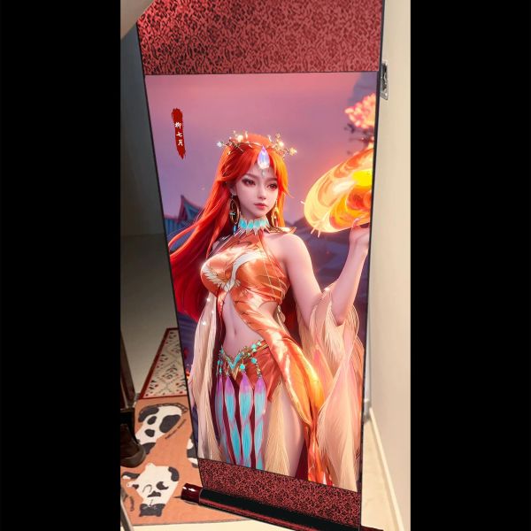 【海外代購】阿喵畫社 柳七月 國風捲軸錦緞高清精裱畫 