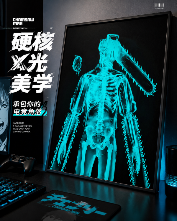 【海外代購】千鳥社 《電次X光》 電次X光夜光畫鏈鋸人蕾塞週邊潮玩裝飾畫二次元小眾氛圍感掛畫 