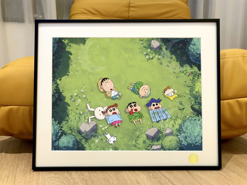 【海外代購】星空《露營春日部》蠟筆小新風間阿呆正男小白小葵Crayon Shin-chan動漫裝飾畫 