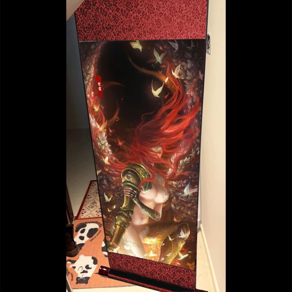 【海外代購】阿喵畫社 女武神瑪蓮妮亞 國風捲軸錦緞高清精裱畫 