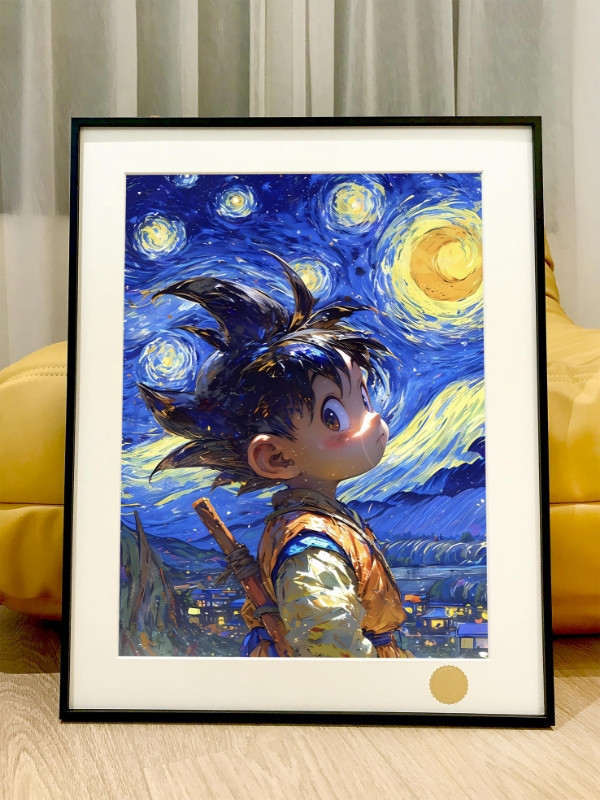 【海外代購】星空 《星空小悟空》七龍珠賽亞人卡卡羅特Goku動漫裝飾畫 
