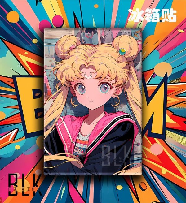 【海外代購】巴洛克 《港風月野兔》Sailor Moon美少女戰士月野兔倩妮迪公主動漫裝飾畫冰箱貼 