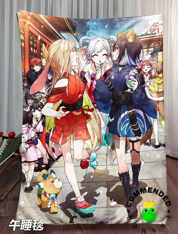 【海外代購】皇呱 《夜遊「月讀」》超時空輝夜姬！輝夜彩葉八千代全員夜遊「月讀」週邊裝飾畫 午睡毯 地毯 