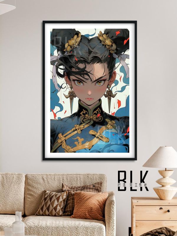 【海外代購】巴洛克 《帥氣春麗》街頭霸王Chun-Li遊戲卡普空動漫裝飾畫冰箱貼 