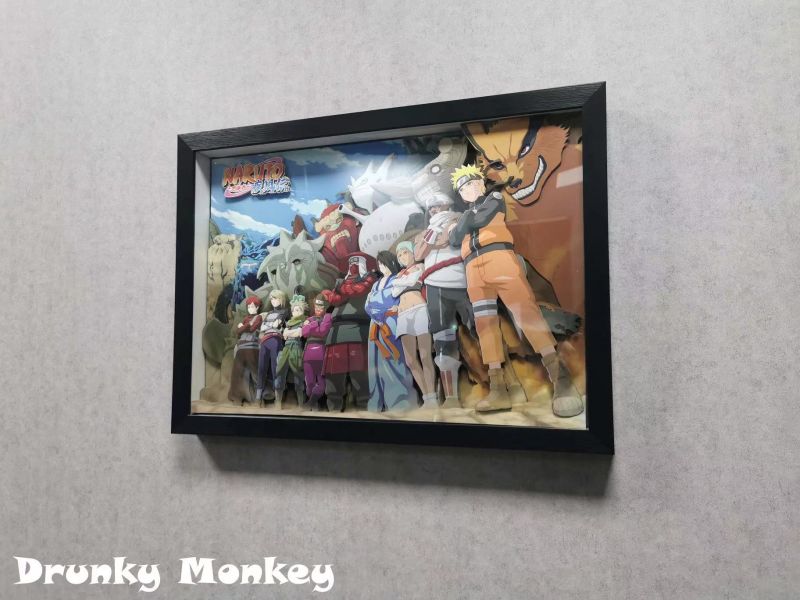 【海外代購】【56*40CM】Drunky Monkey Crew 醉猴組 Naruto 火影九大尾獸&人柱力立體裝飾畫  
