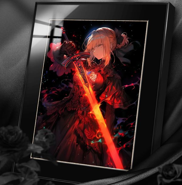 【海外代購】阿喵畫社 紅蓮怒火 吾王saber 8k超清裝飾畫 