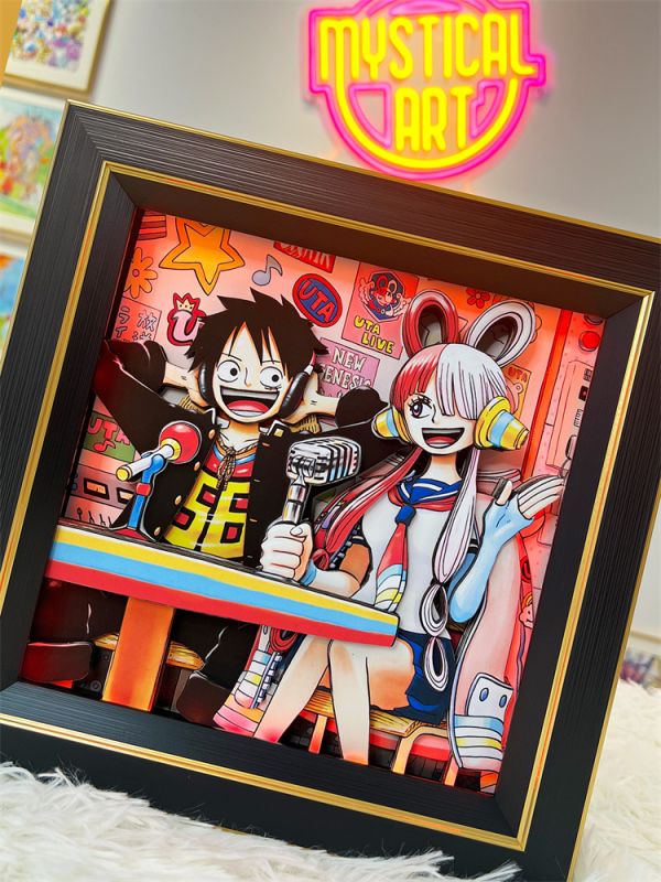 【海外代購】【25*25CM】神秘畫廊 紅發歌姬路飛烏塔 桌擺3D紙藝立體畫01 