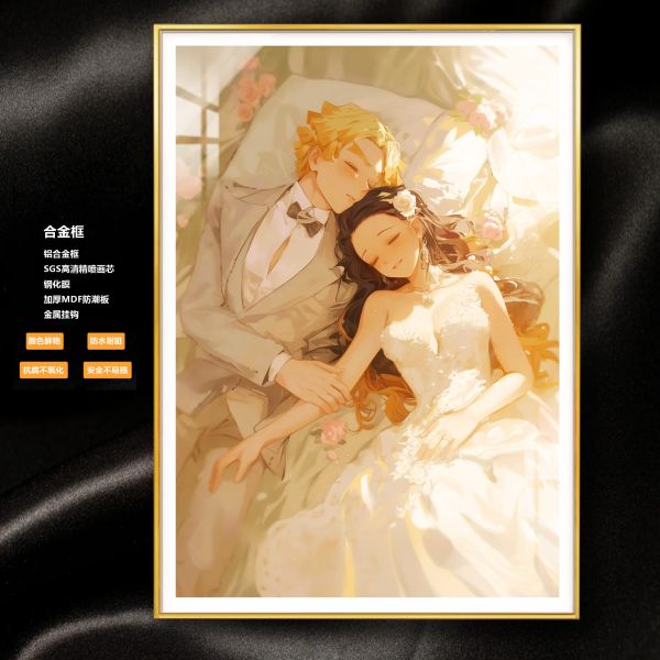 【海外代購】阿喵畫社 鬼滅之刃 婚紗 善逸祢豆子 8k超大高清裝飾畫 