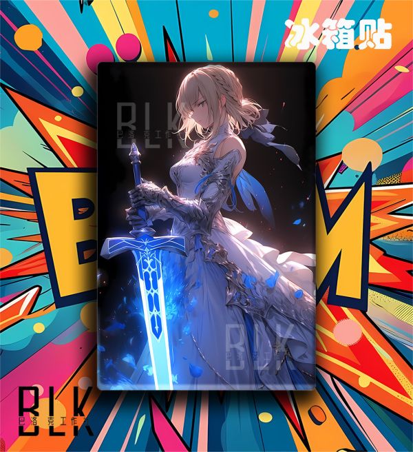 【海外代購】巴洛克 《婚紗saber》Fate/stay night吾王阿爾托莉雅·潘德拉貢亞瑟王二次元裝飾畫冰箱貼 